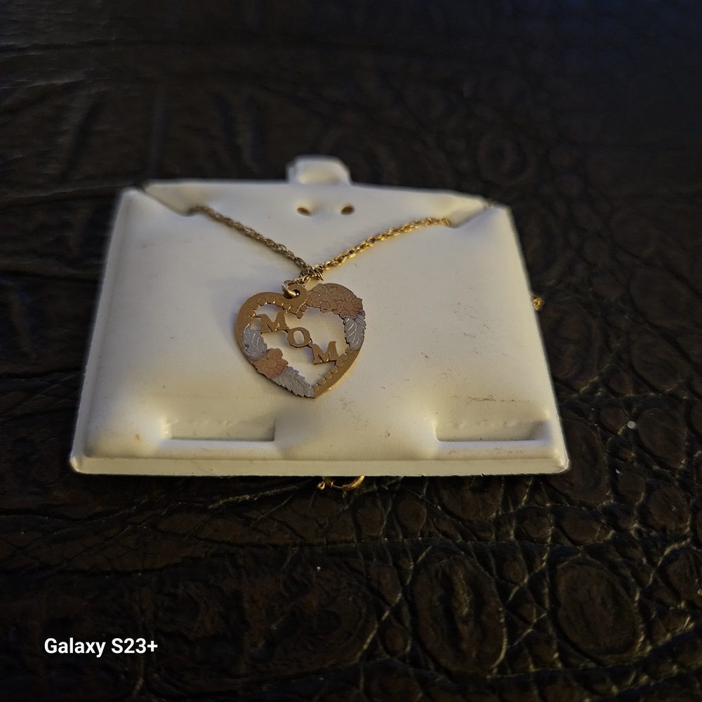 Gold and Silver Heart 'MOM' Pendant Necklace
